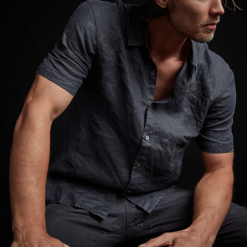 Garment Dyed Short Sleeve Linen Shirt – Titan Pigment