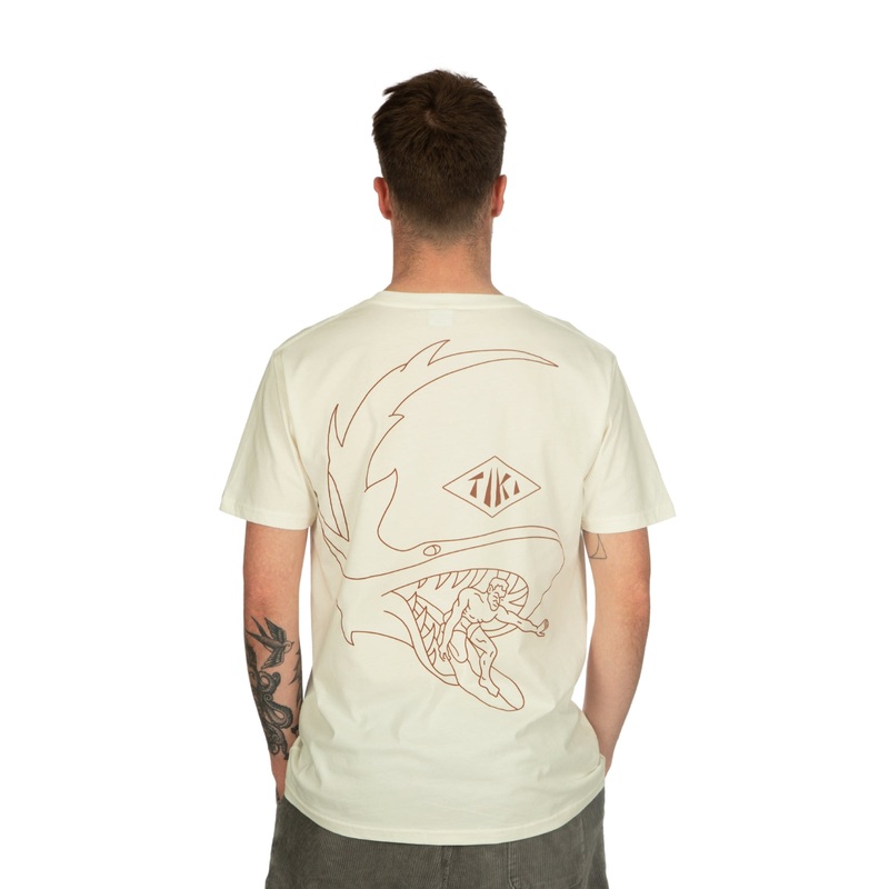 Tiki Retro Shark T-Shirt White Wash