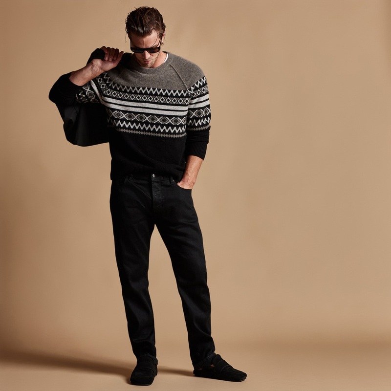 Fair Isle Cotton Cashmere Sweater – Burro/Foggy/Black