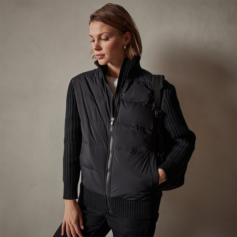 Mixed Media Zip Front Jacket – Black