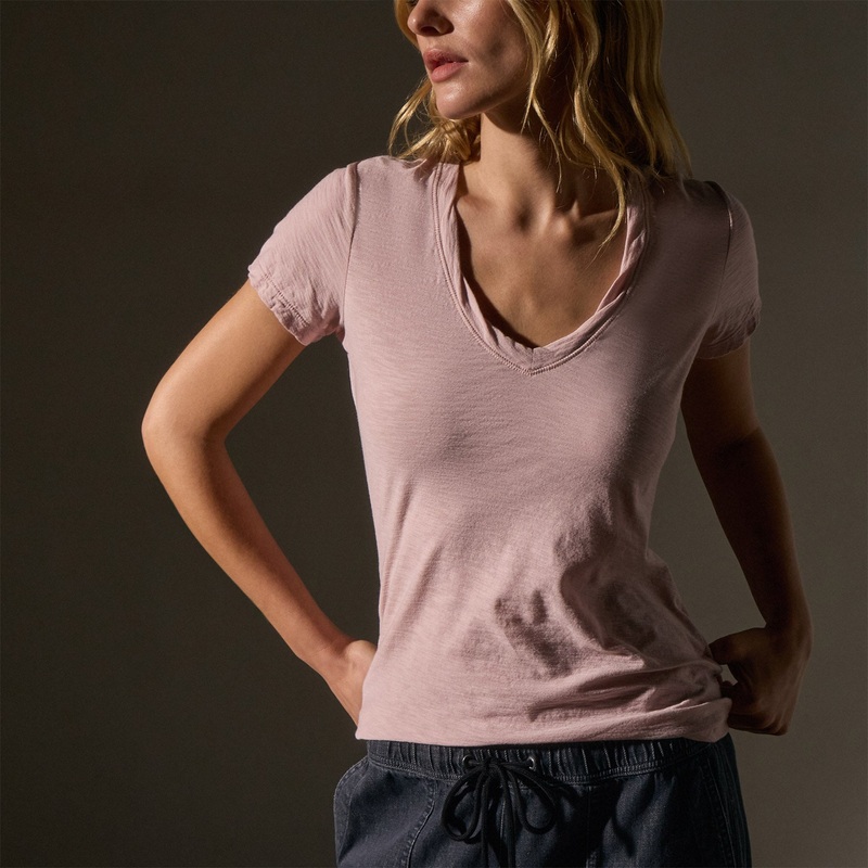 Sheer Slub Casual V Neck – Degas
