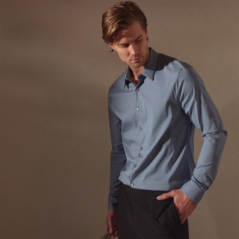 Matte Stretch Poplin Dress Shirt – Denim