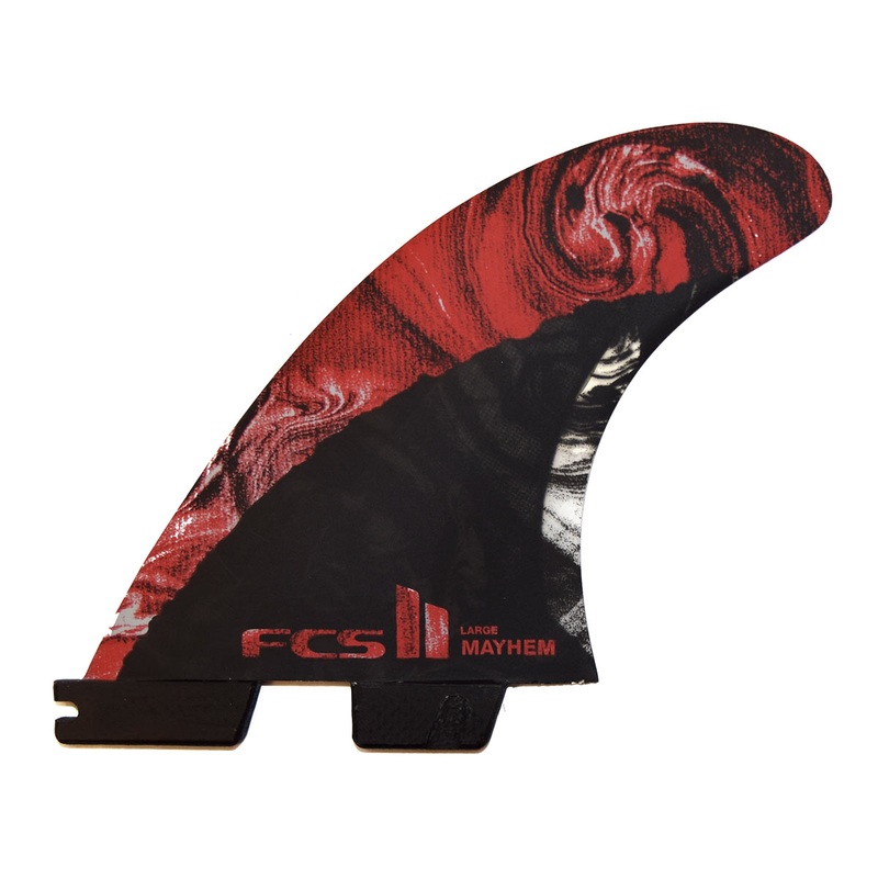 FCS II MB PC Carbon Tri Quad Fin Set – Large – Red Multi