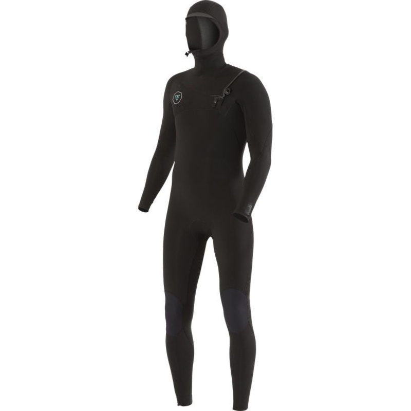 VISSLA Mens 7 seas 5/4 mm Hooded Chest Zip Steamer – Black