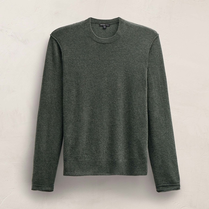Soft Featherweight Cashmere Crew – Dark Olive