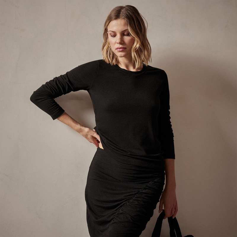 Tencel Cashmere Crewneck – Black