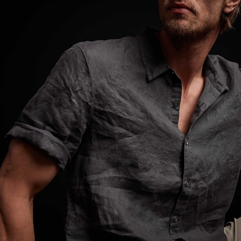 Garment Dyed Short Sleeve Linen Shirt – Magma Pigment