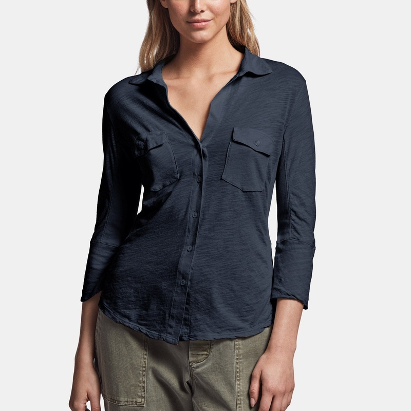 Sheer Slub Side Panel Shirt – French Navy
