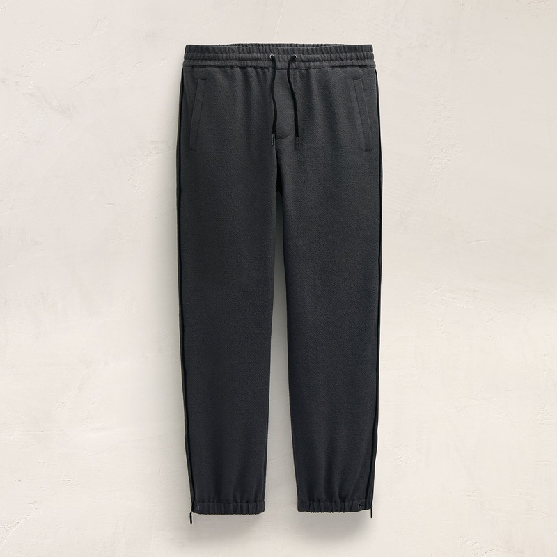 Suede Trimmed Track Pant – Charcoal/Black