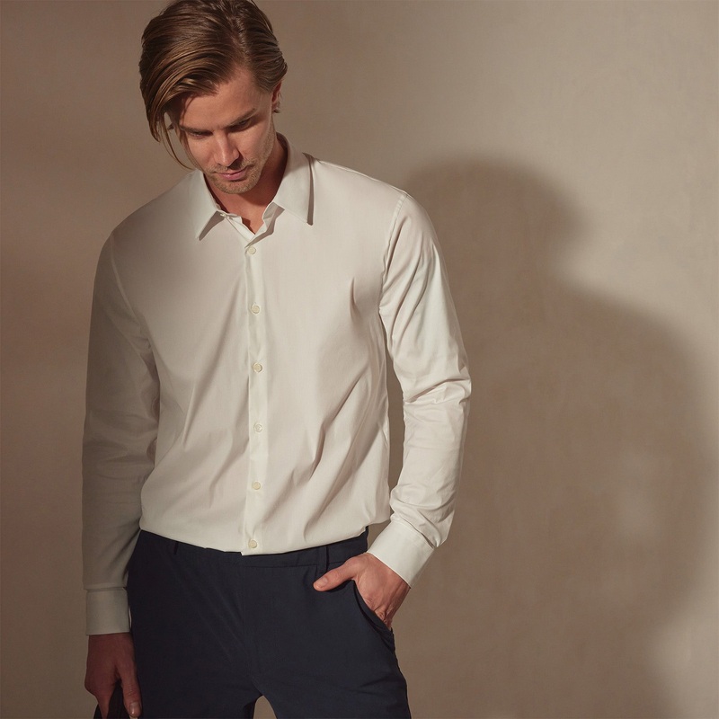 Matte Stretch Poplin Dress Shirt – White