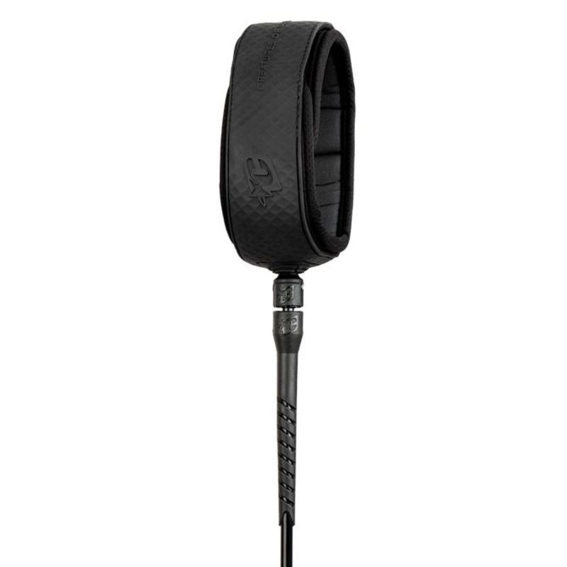 Creatures Longboard Knee Leash-Black Black-10′ x 9/32″