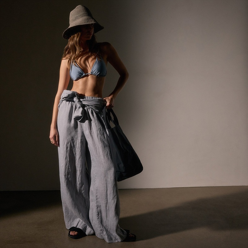 Lightweight Linen Wide Leg Pant – Grey Sky Pigment