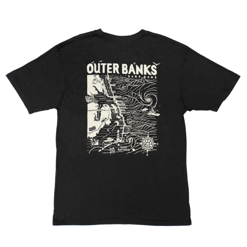 REAL Outer Banks Map Tee-Vintage Black