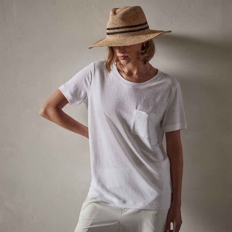 Linen Jersey Pocket Tee – White