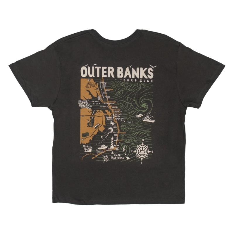 REAL Outer Banks Map Wmn’s Boyfriend Tee-Vintage Black