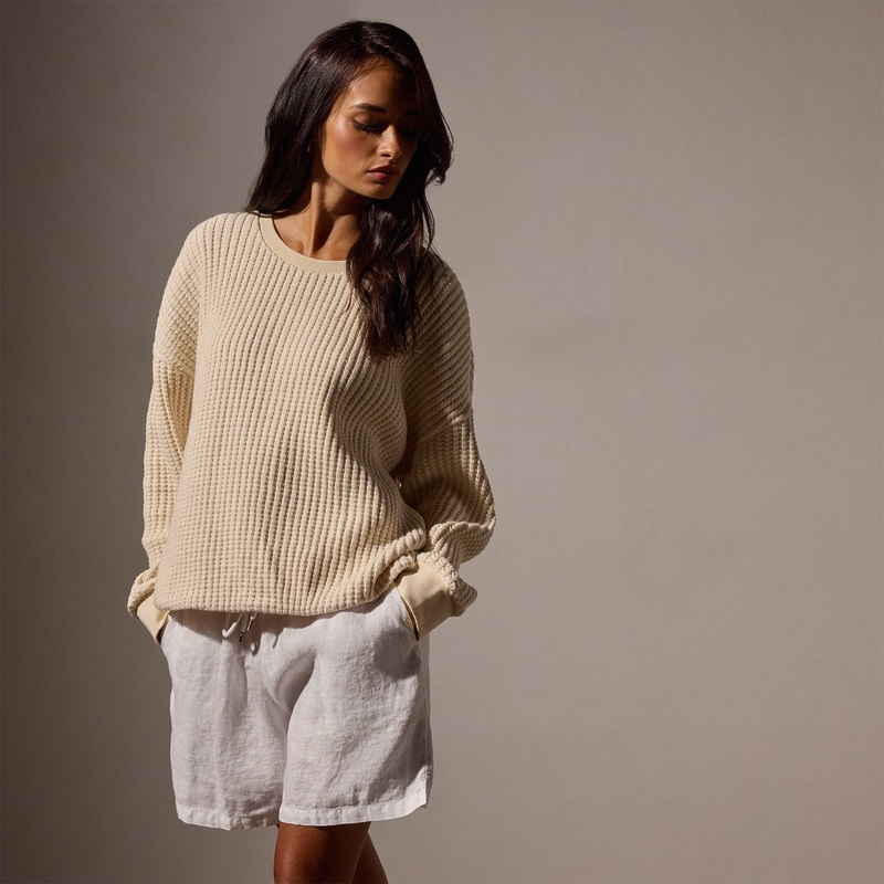 Waffle Knit Sweatshirt – Natural