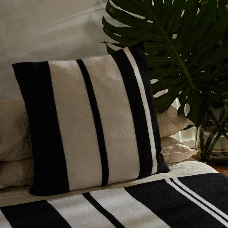 Cashmere Stripe Sham – Black/White