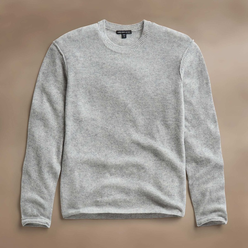 Soft Featherweight Cashmere Crew – Light Heather Grey