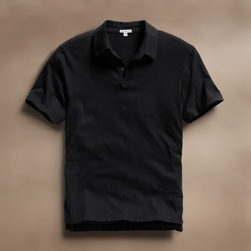 Sueded Jersey Polo – Black