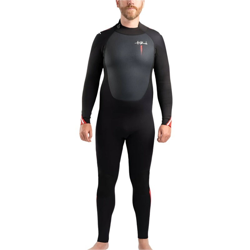 Tech Mens 3/2 Steamer Wetsuit Back Zip In Black & Red