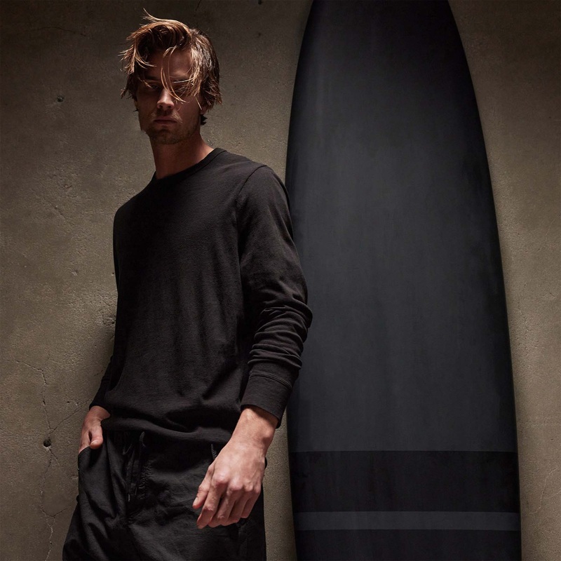 Slub Jersey Long Sleeve Crew – Black
