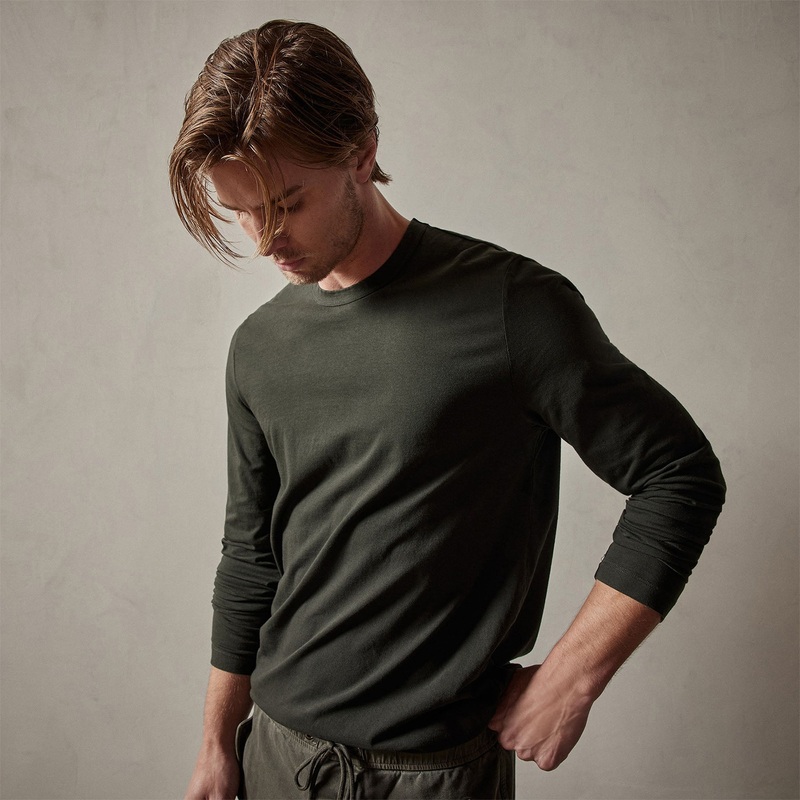 Long Sleeve Crew Neck – Dark Olive Pigment