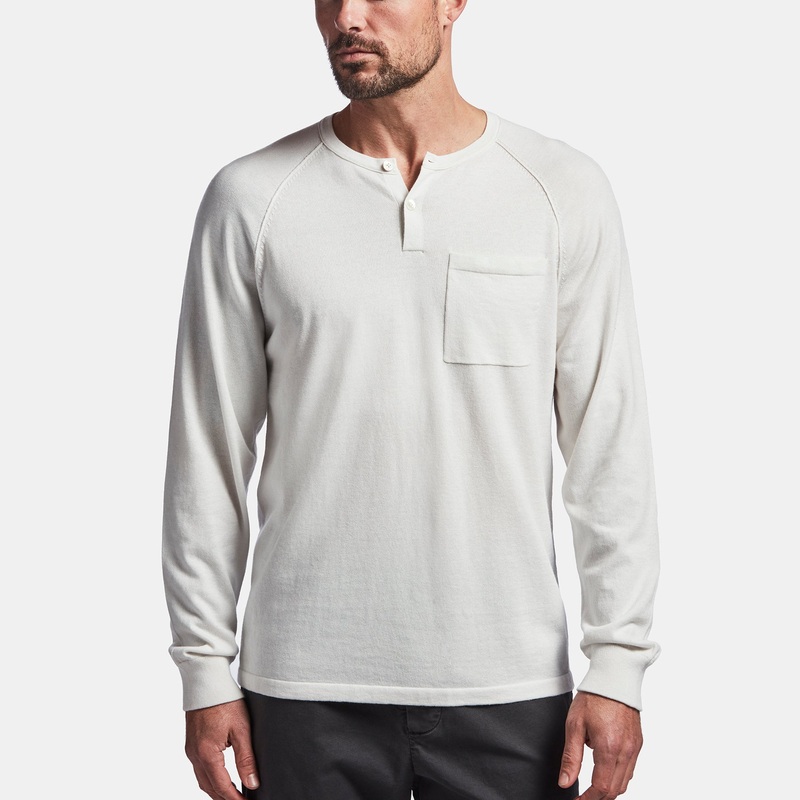 Cotton Cashmere Raglan Henley – Vintage White
