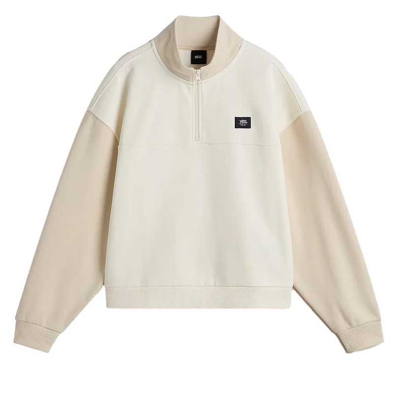 Vans Colourblock Half Zip Mock Neck Sweatshirt – Marshmallow/Oatmeal