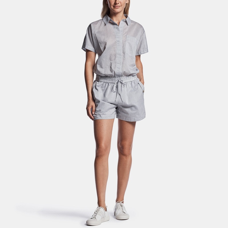 Striped Organza Romper – Black/White