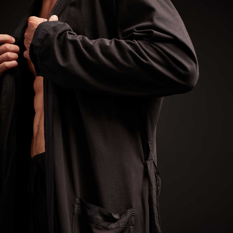 Sueded Jersey Robe – Black