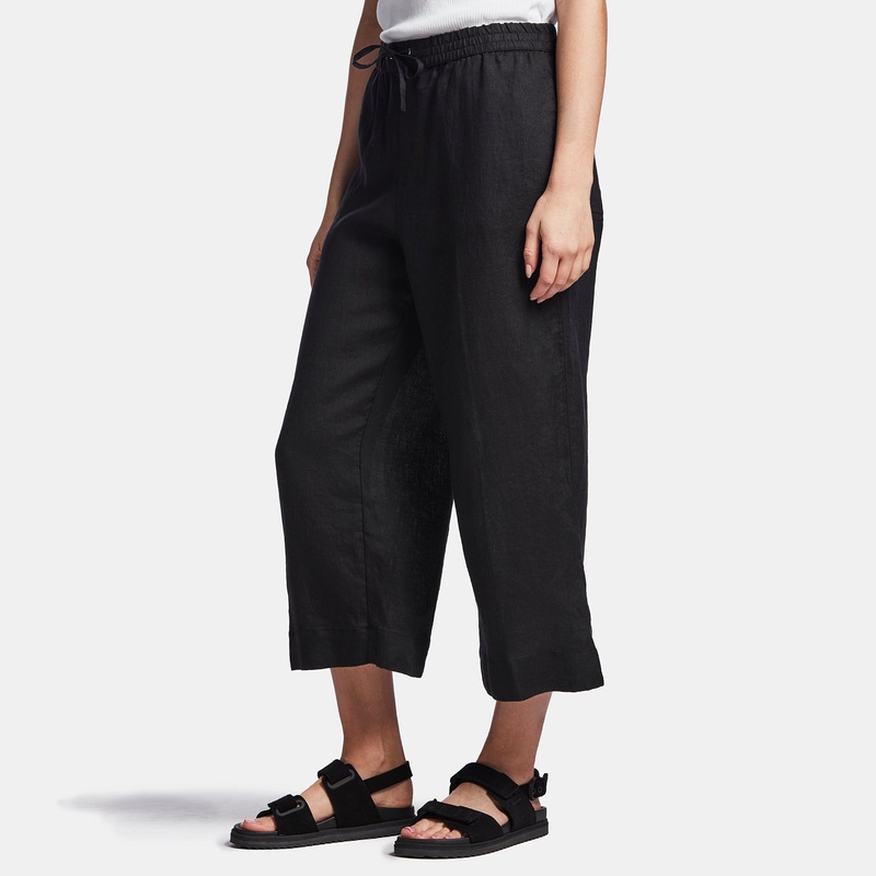 Linen Cropped Pant – Black