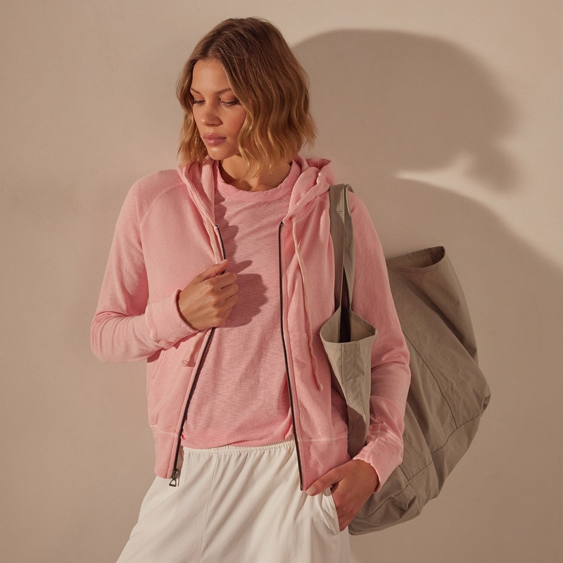 Vintage French Terry Zip Up Hoodie – Peony Pigment