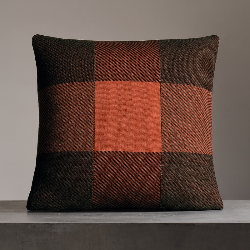 Vintage Plaid Sham – Burnt Orange/ Charcoal/ Black