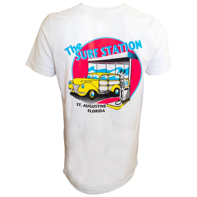Surf Station Neon Woody Men’s S/S T-Shirt – White