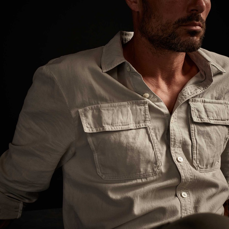 Garment Dyed Utility Shirt – Concrete Dust Pigment