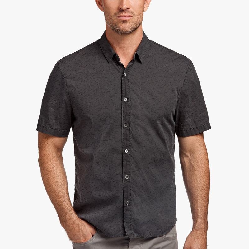Overdyed Leaf Print Shirt – Carbon Pigment