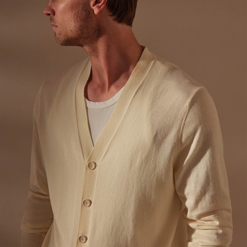 Stretch Cotton Cardigan – Ivory
