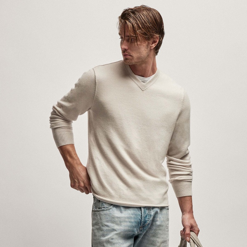 Recycled Cashmere V Sweater – Pearl