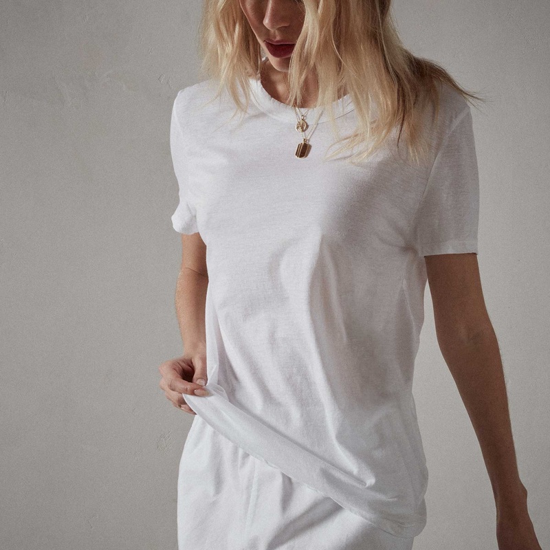 Recycled Lotus Jersey Knit Tee – White