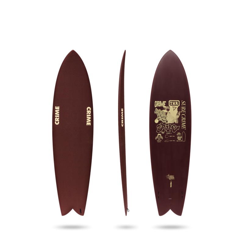 Crime Long Fish Soft Top 7’5″-Ox Blood/Syndicate Art