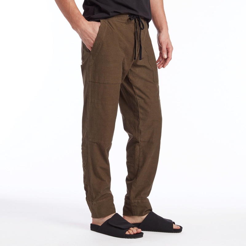 Stretch Textured Jersey Pant – Khaki