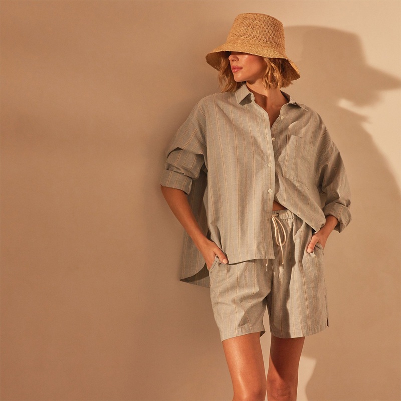 Relaxed Striped Button Shirt – Light Blue Stripe