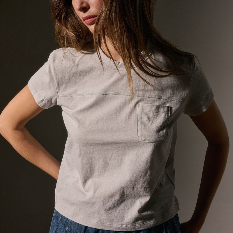 Cotton Linen Retro Pocket Tee – Salt