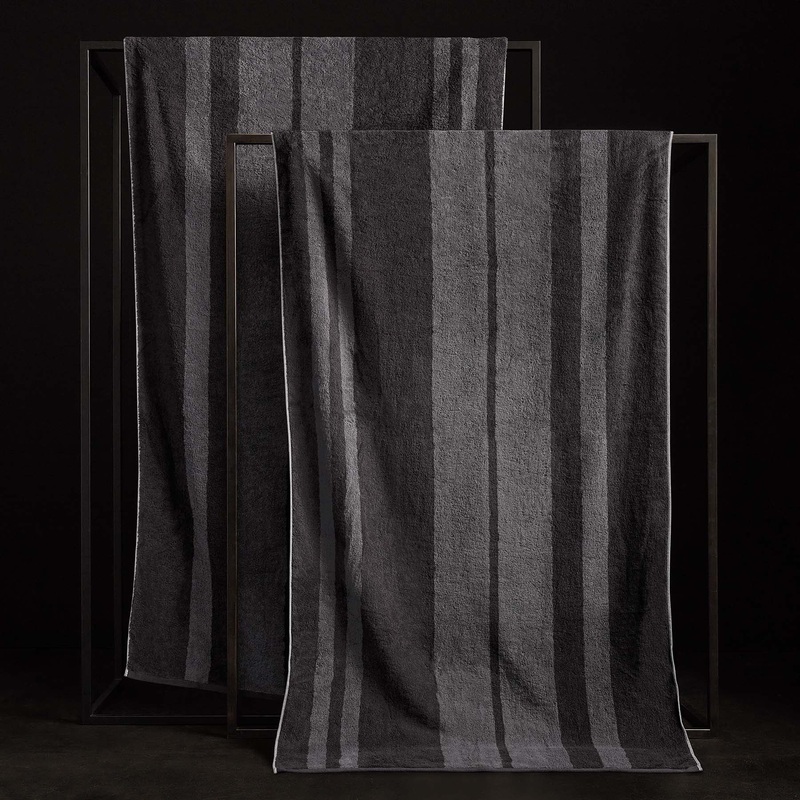 Wide Stripe Beach Towel – Slate/Raccoon Grey