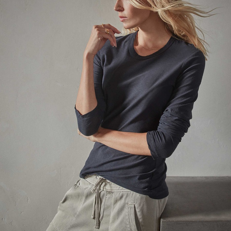 Sheer Slub Long Sleeve Crew – Deep