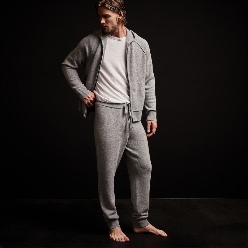 Recycled Cashmere Track Pant – Heather Grey