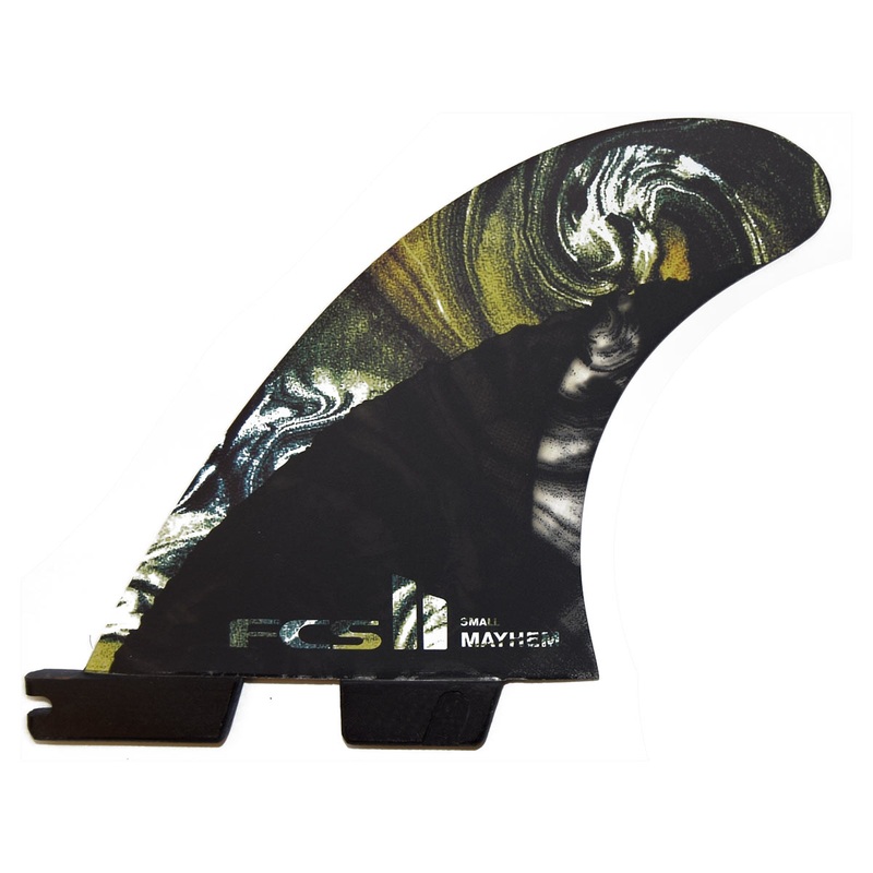 FCS II MB PC Carbon Tri Fin Set – Small – Green Multi