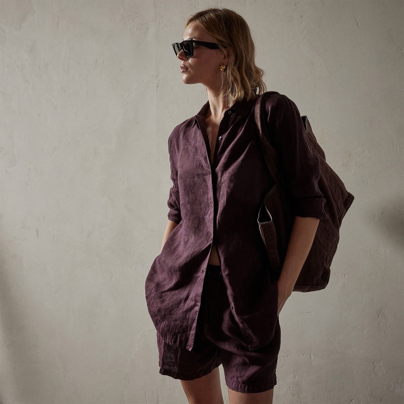 Lightweight Linen Shirt – Eggplant