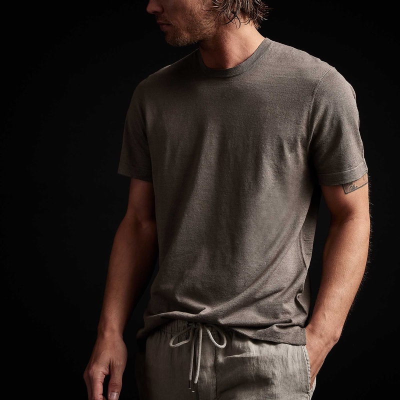 Linen Blend Short Sleeve Crewneck Sweater – River Rock
