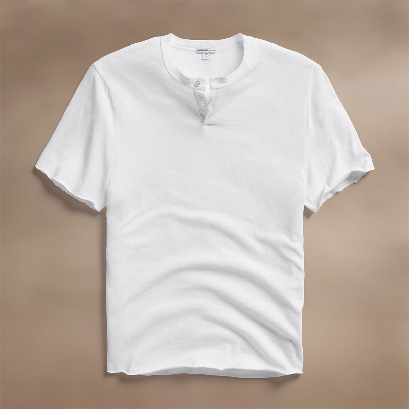 Slub Jersey Short Sleeve Henley – White